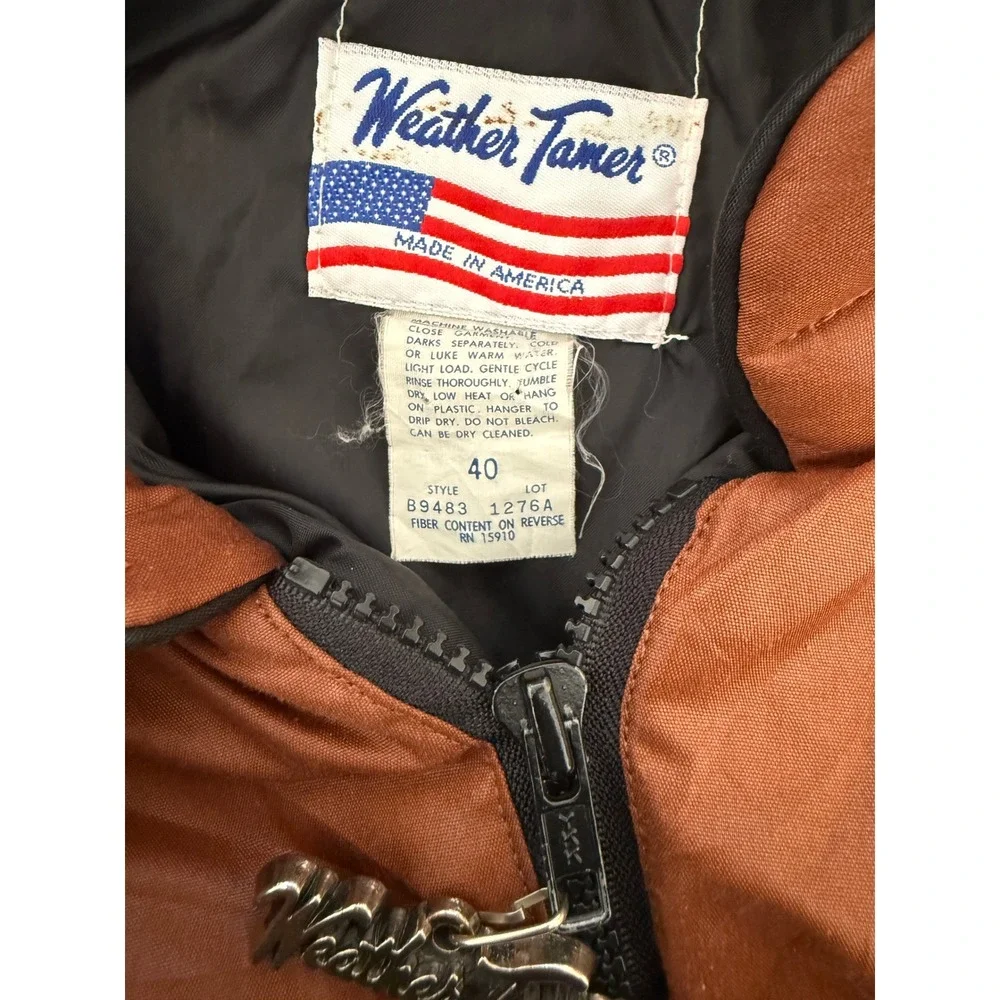 Weather Tamer Brown Nylon Zip Up Track Jacket Men's Size 40 Made in USA